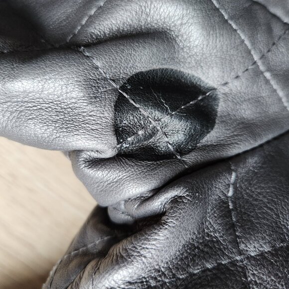 Vintage Diesel Lamb Leather Quilted Reversible Moto Bomber Jacket Black - Picture 16 of 16